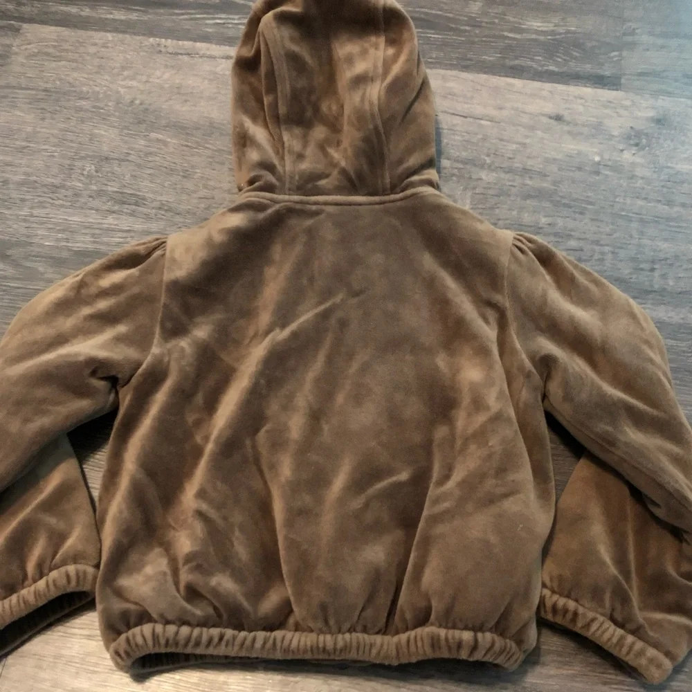 Gymboree Brown Plush Hooded Jacket with Multicolor Polka Dot Lining